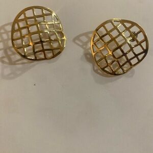 Gold Grid Pattern Earrings